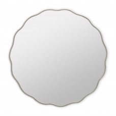 Круглое зеркало в стиле минимализм в серебряной волнистой раме Fancy S Silver (Фэнси) Smal Ø60 см 